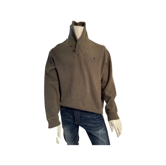 Ralph Lauren Polo Men olive Shawl two button neck sweater. Ribbed -Size XL - Picture 4 of 11